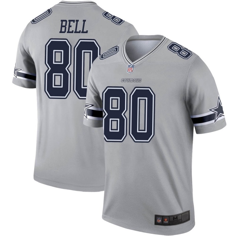 2020 Nike NFL Youth Dallas Cowboys 80 Blake Bell Gray Legend Inverted Jersey